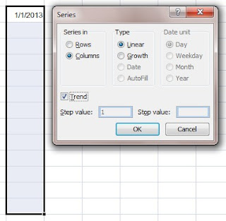Using Auto command to fill running date in excel column