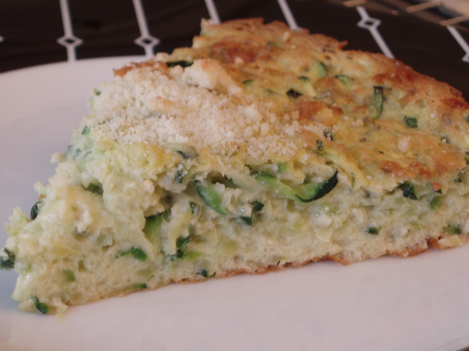 Open Mouth Insert Food Zucchini Souffle with Monterey Jack Cheese