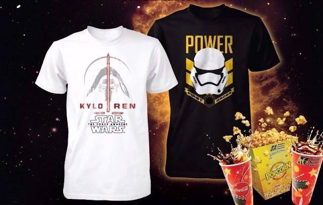 Pretty cool t-shirts... damn it, I want them! gsc star wars force awakens t-shirts popcorn combo set