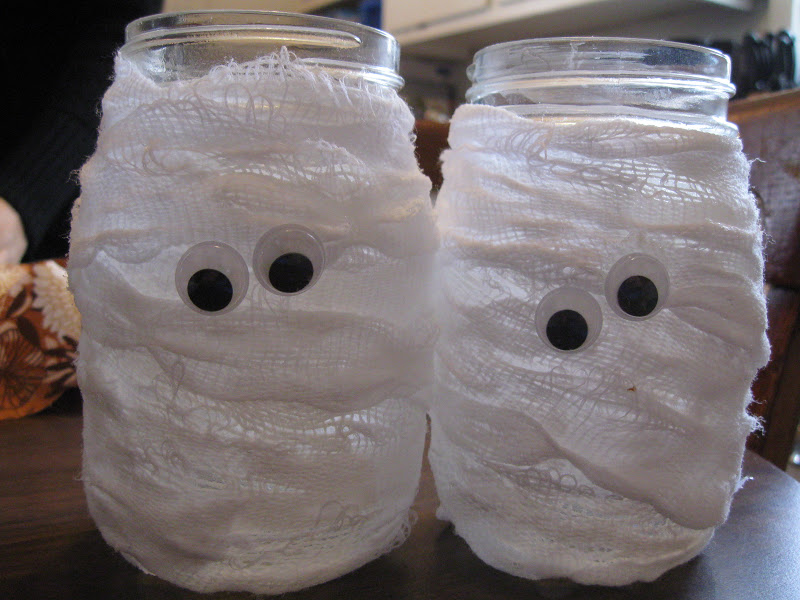 Scrappin'...Expect the Unexpected Mason Jar Mummy Candle Holders