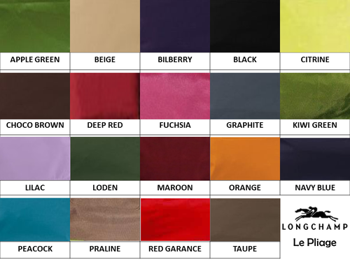 Longchamp Le Pliage Color Chart