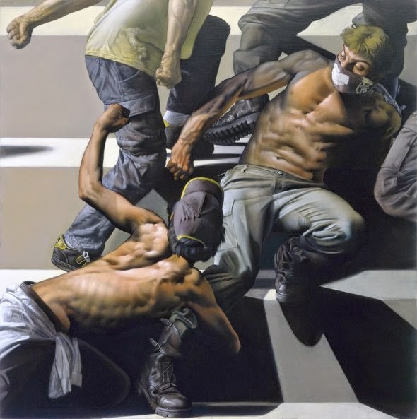 Caos e surrealismo nas pinturas foto-realistas de Nicola Verlato Nicola Verlato pinturas foto-realistas surreais explosões corpos voando acidente carro