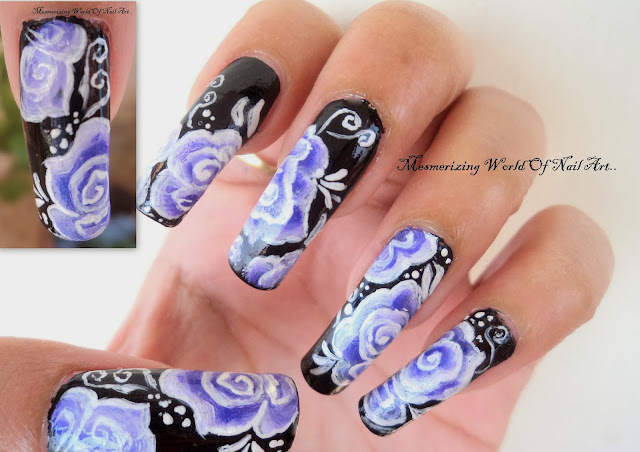 One stroke floral nail art