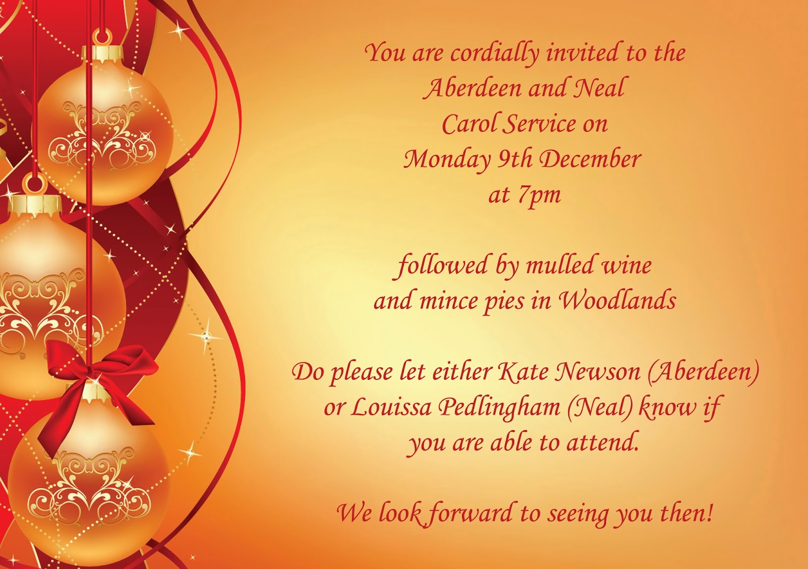 christmas carol invitation