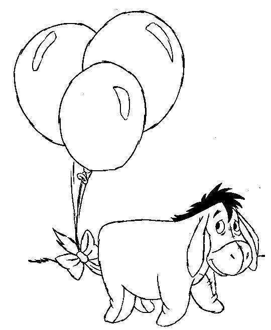 Disney Eeyore Coloring Pages : Disney cartoon characters playing balloon coloring pages Disney Eeyore Coloring Pages : Disney cartoon characters playing balloon coloring pages