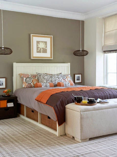 Dormitorios coral con gris - Ideas para decorar dormitorios