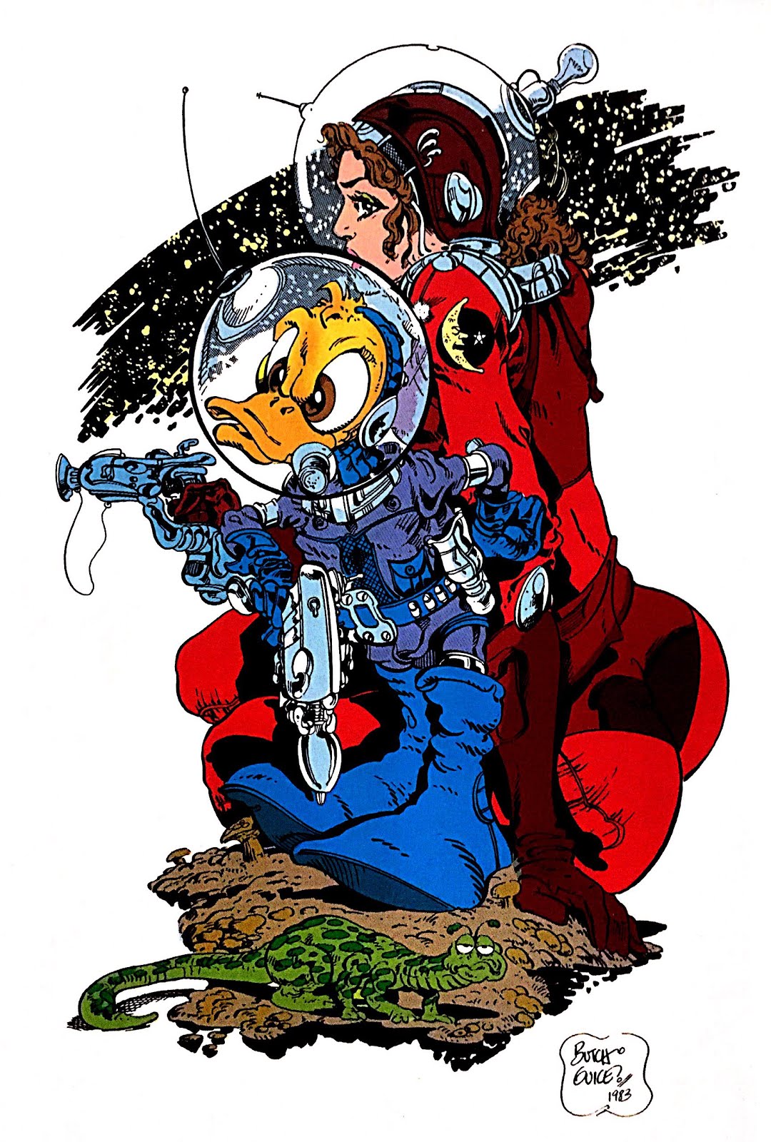 Howard the Duck in space by Butch Guice