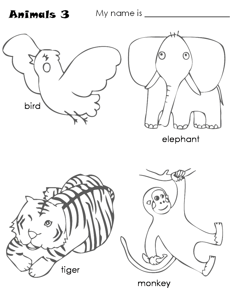 Fichas de Inglés para niños: Fichas de animales en inglés