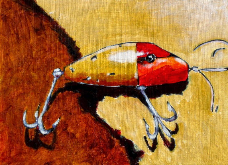 BRUCE DOCKER PAINTINGS THE SPECIAL LURE, Fishing lure, Still life