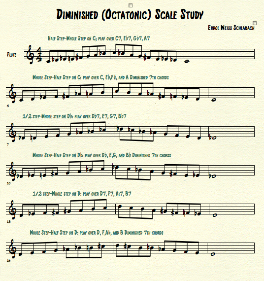 Saxophone, and Flute Practice Journal Diminished (Octatonic