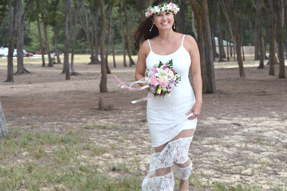 vestido de noiva havaiano
