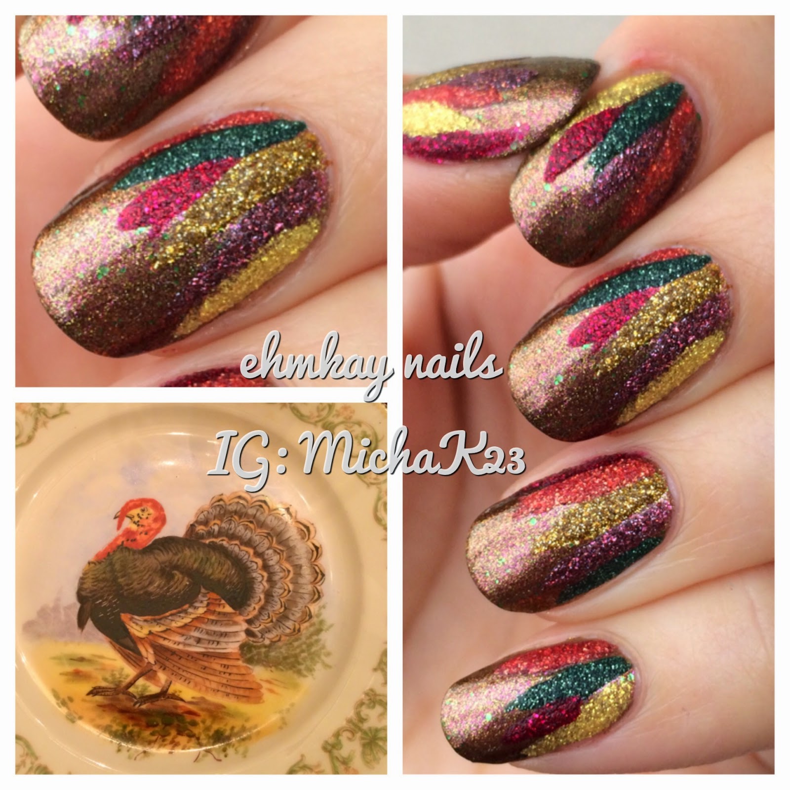 ehmkay nails: Abstract Turkey Feathers Nail Art