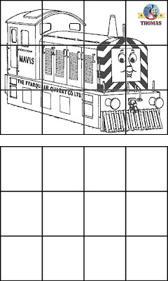 Mavis the tank engine Thomas Diesel train coloring for kids online education art drawing with grids