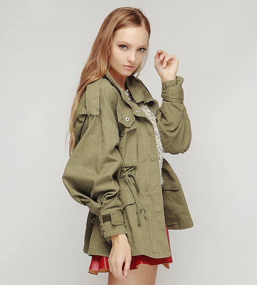 Oversized Shirring Cargo Jacket