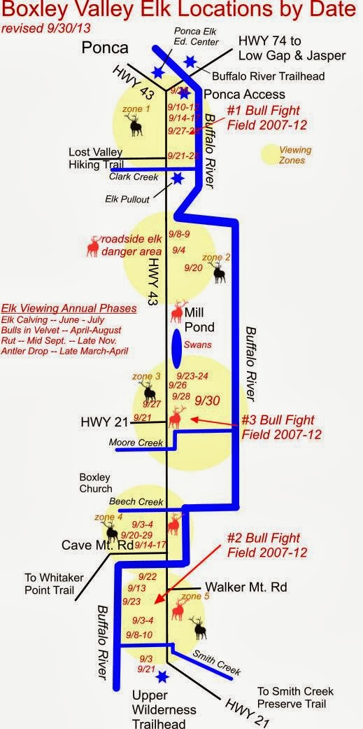 Arkansas Wildlife Photography 9/30/13 Elk Herd Location Map