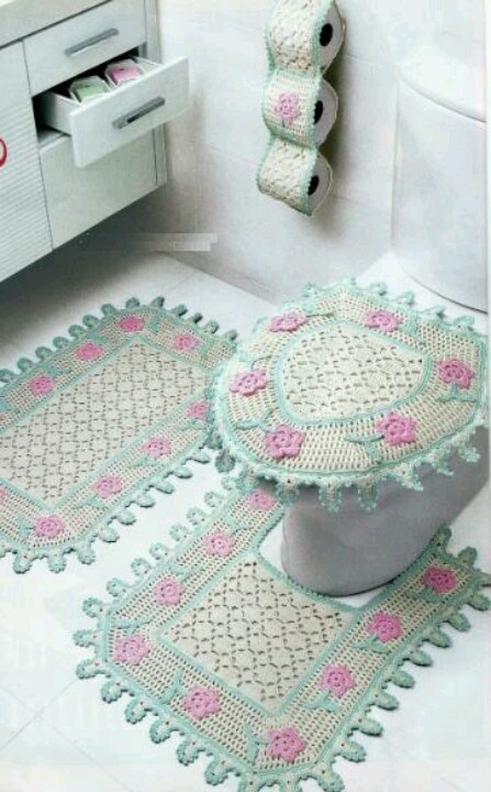 Imagenes, fantasia y color: IDEAS EN JUEGOS DE BAÑO EN CROCHET