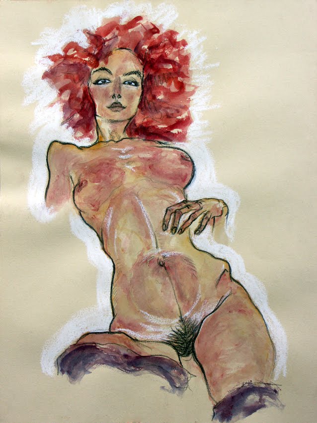 photo de femme rousse nue