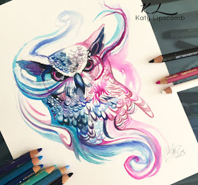 10-Owl-Katy-Lipscomb-Lucky978-Fantasy-Watercolor-Paintings-Colored-Pencils-Drawings-www-designstack-co