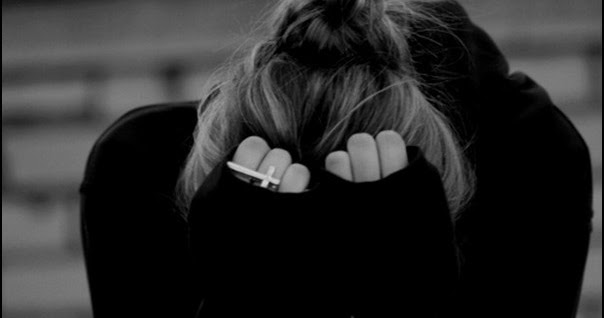 Sad, crying, girl, alone, black-and-white