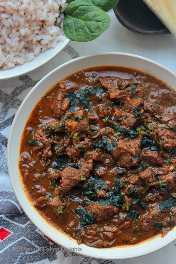 Manju's Eating Delights Spicy Beef Curry with Spinach...easy Pressure