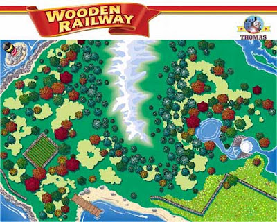 Preschool furniture Thomas the engine train table top playboard cover colorful Sodor landscape scene