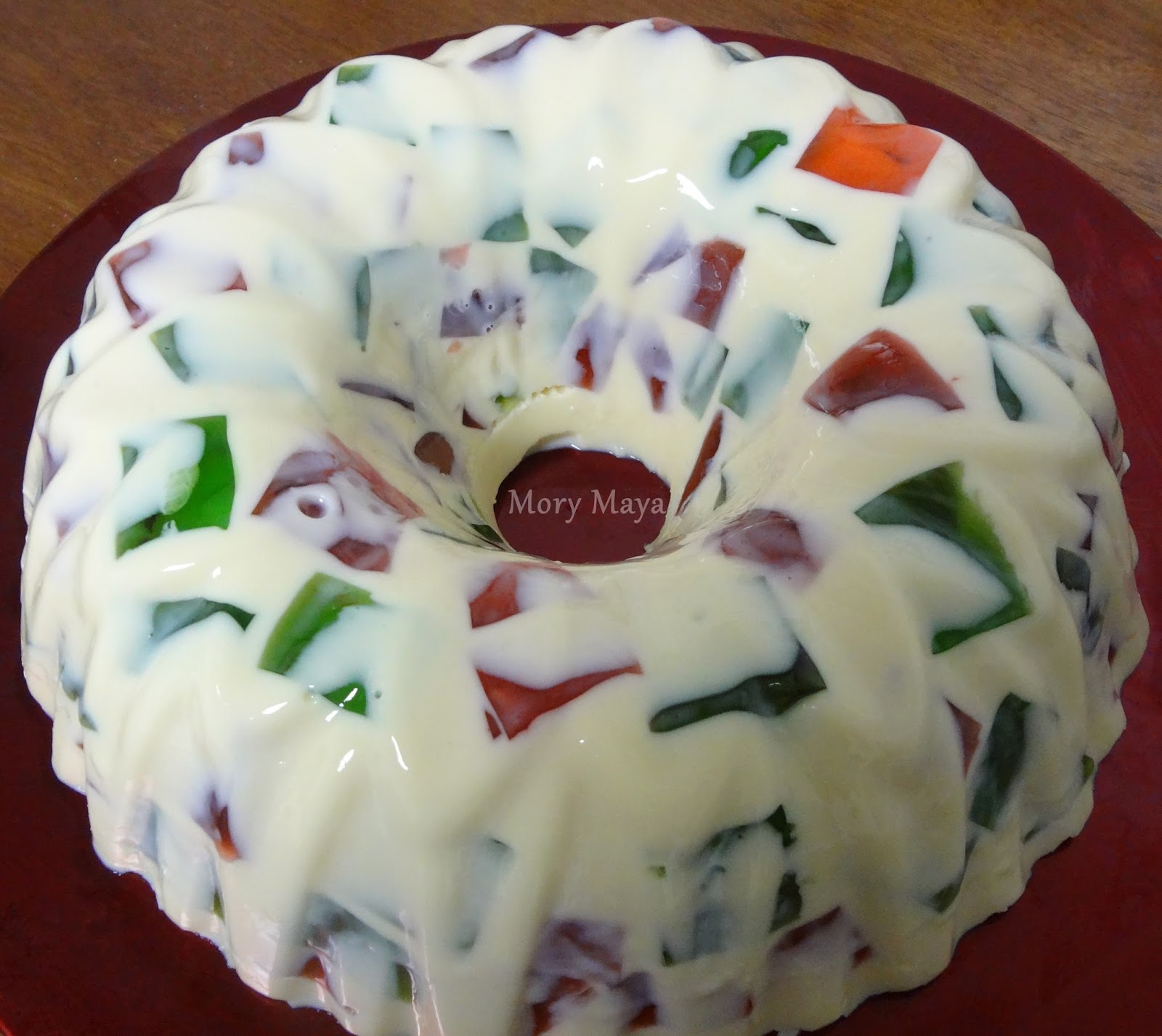 Recetas de cocina con Mory Gelatina tricolor de mosaico navideña