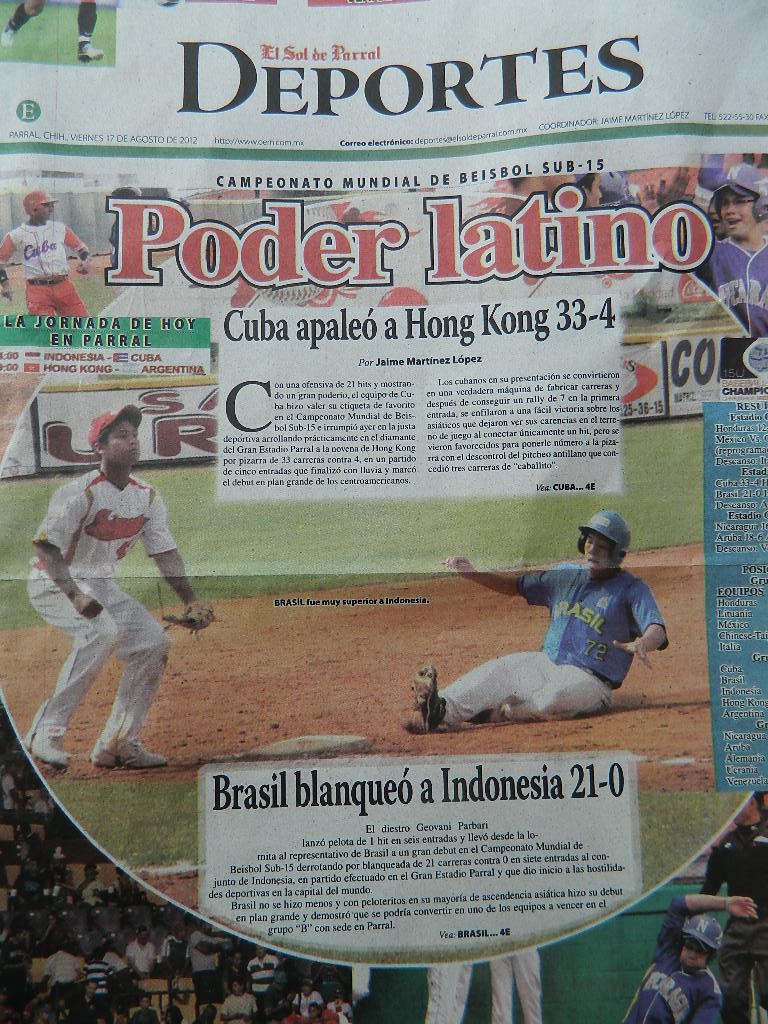 Jornal de Parral - Poder latino dando enfase vitória Brasileira e Cubana