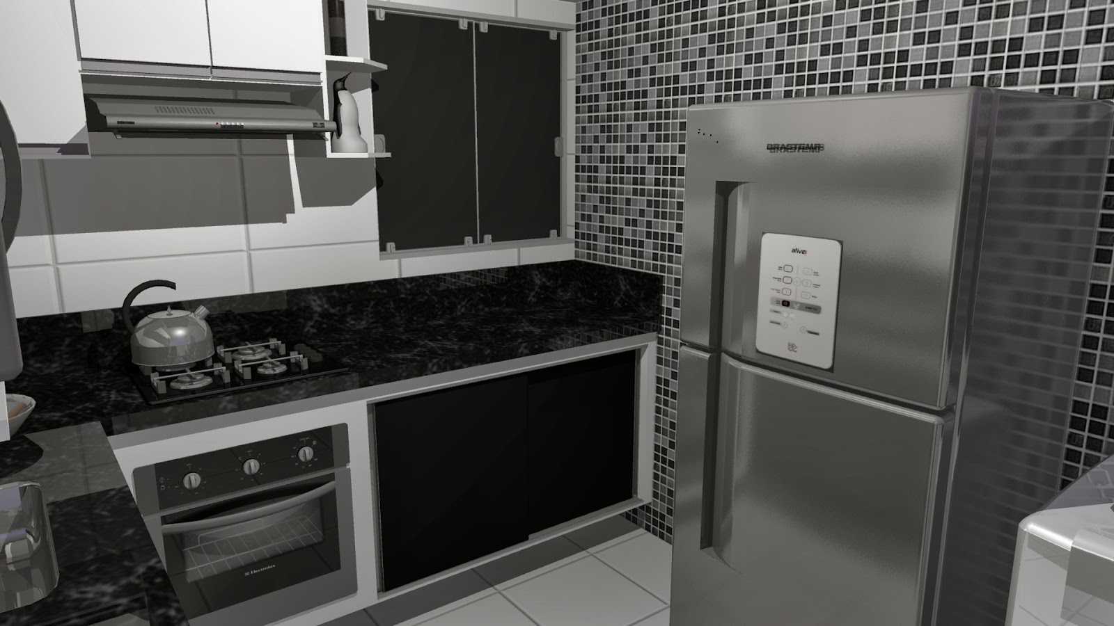 #2C2B29 Campi Designer de interiores: Projeto Cozinha tipo Americana 1600x900 px Projeto Cozinha Tipo Americana #2705 imagens