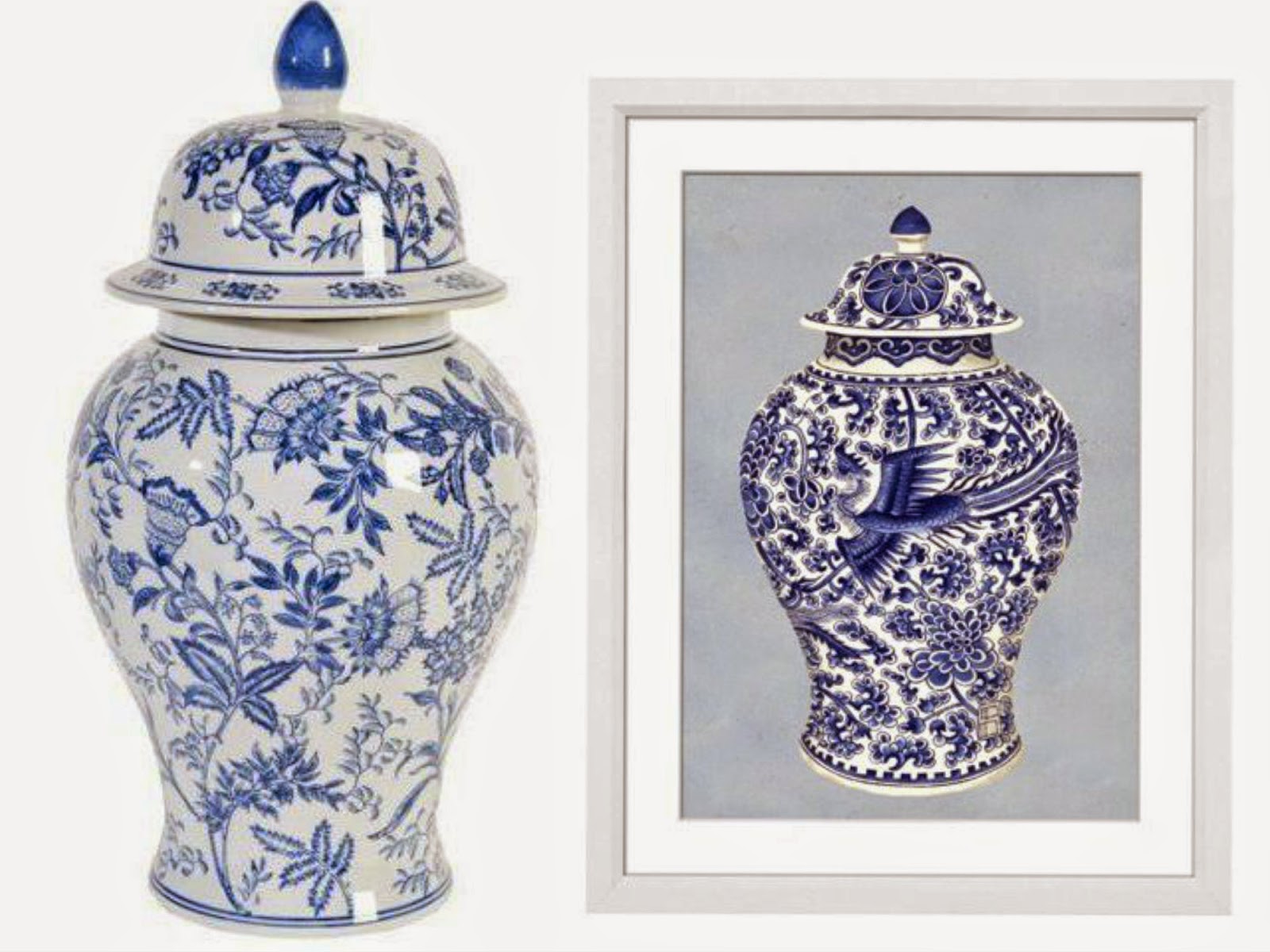 blue and white chinoiserie ginger jar