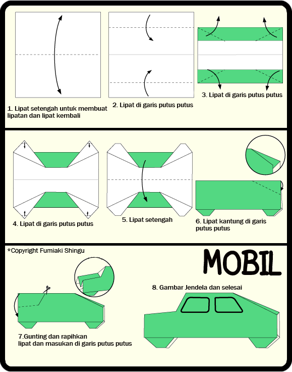 Cara Membuat Origami MOBIL Untuk Anak