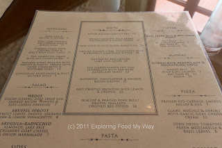 Club Isabella Dinner Menu Top