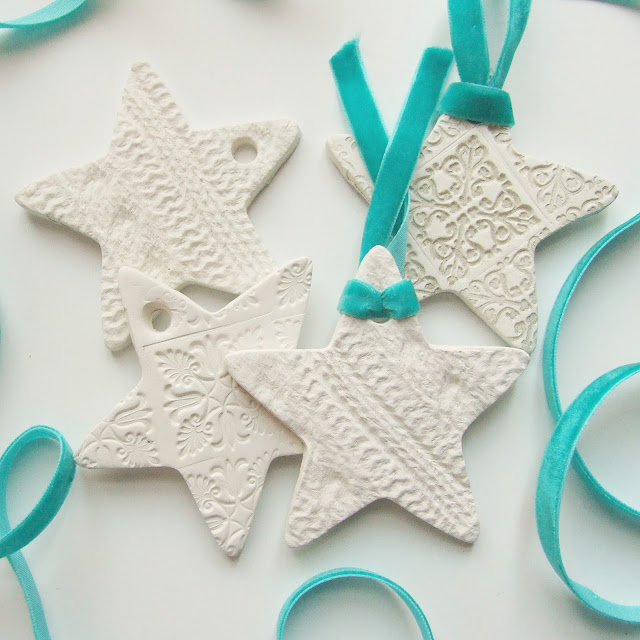 Embossed Clay Star Decorations - Gathering Beauty embossed clay star decorations made from air hardening clay