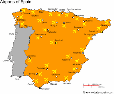 Carte de l'aéroport en Espagne