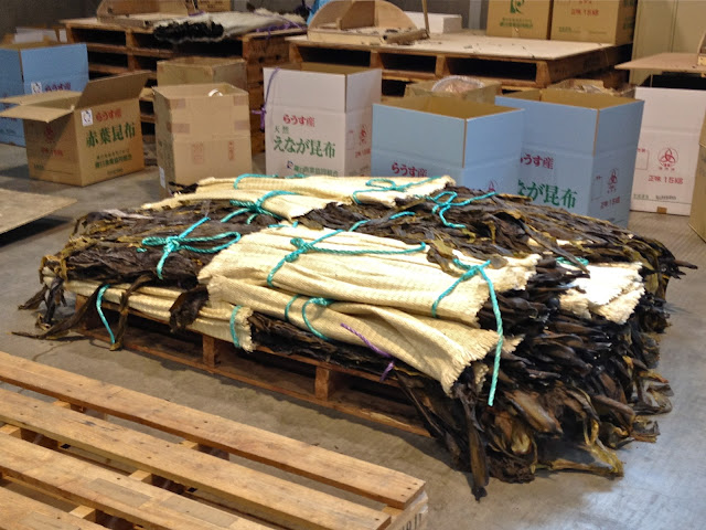 Tons of konbu waiting to be sorted and packed