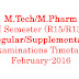 M.Tech/M.Pharm-I & II Semester (R15/R13/R09) Regular/Supplementary Examinations Timetable February-2016