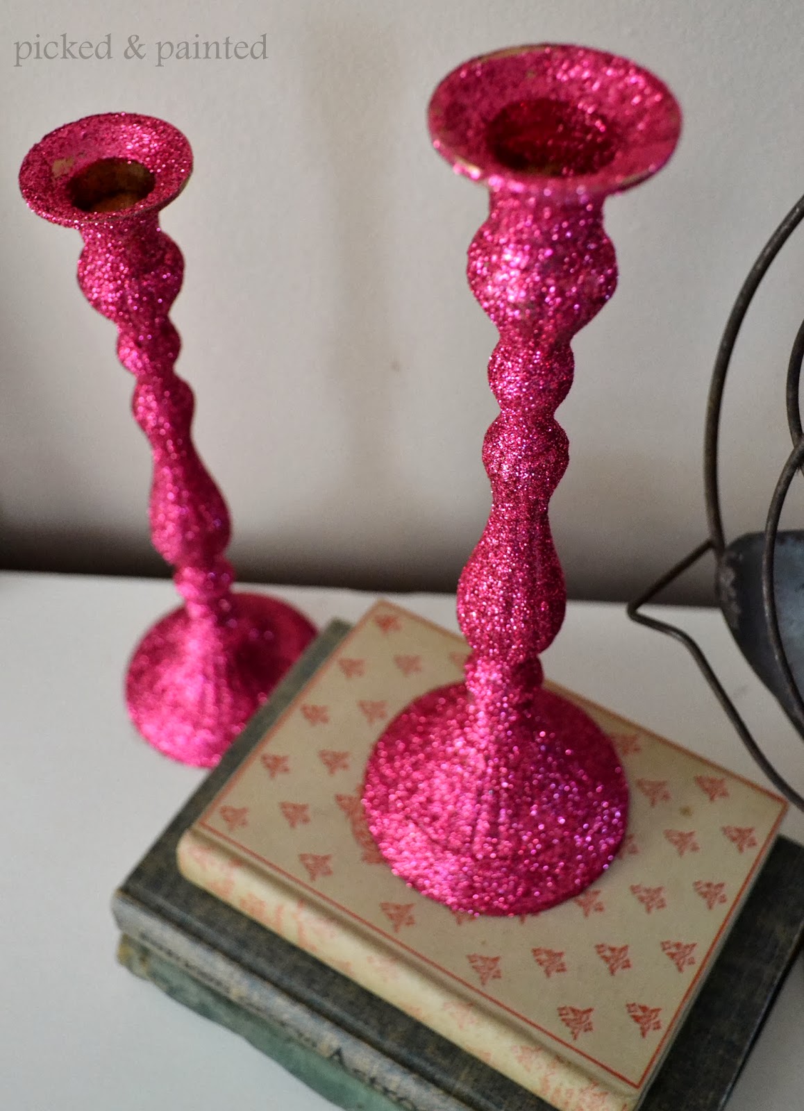 Helen Nichole Designs DIY Glitter Candlestick Makeover