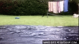 Fat man sliding on his side