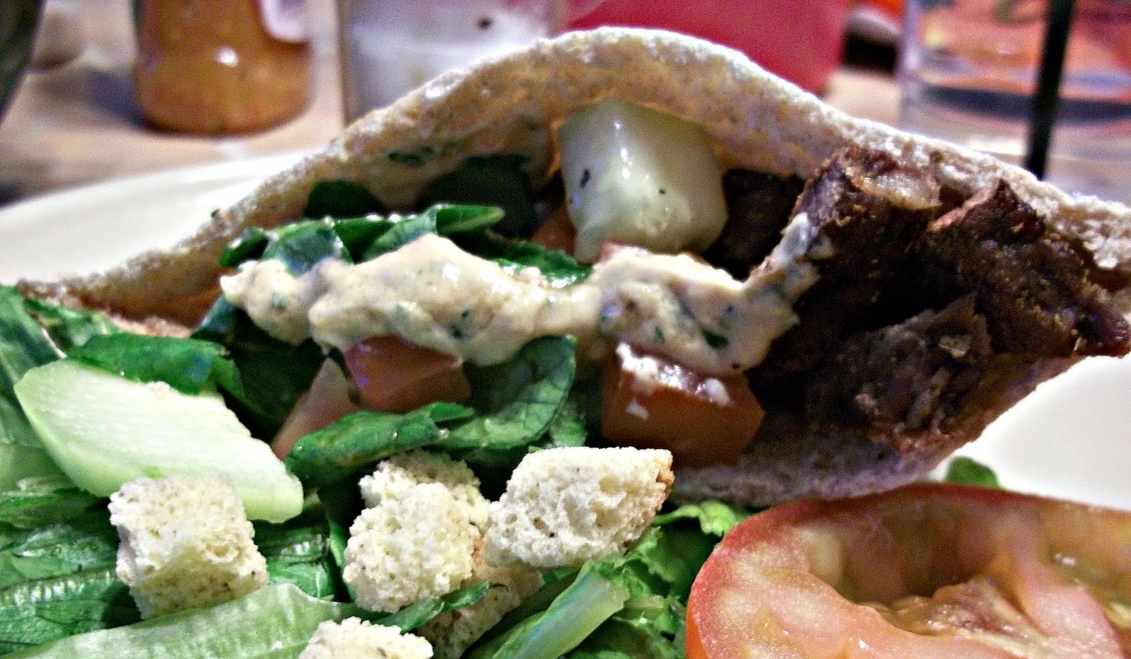 The Sporadic Cook: Grilled Beef Pita Sandwiches with Spicy Tahini Sauce