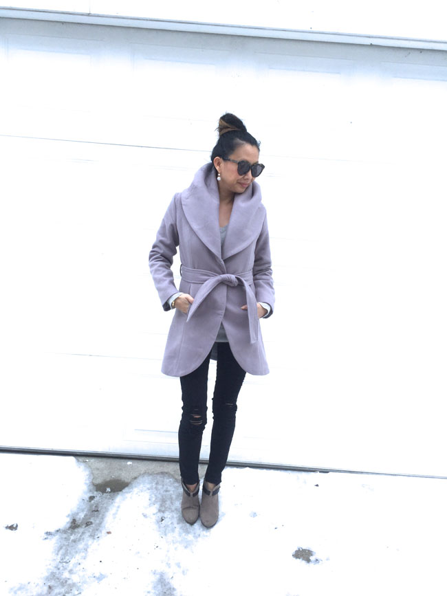 The Perfect Wrap Coat for 36 Red Soles and Red Wine