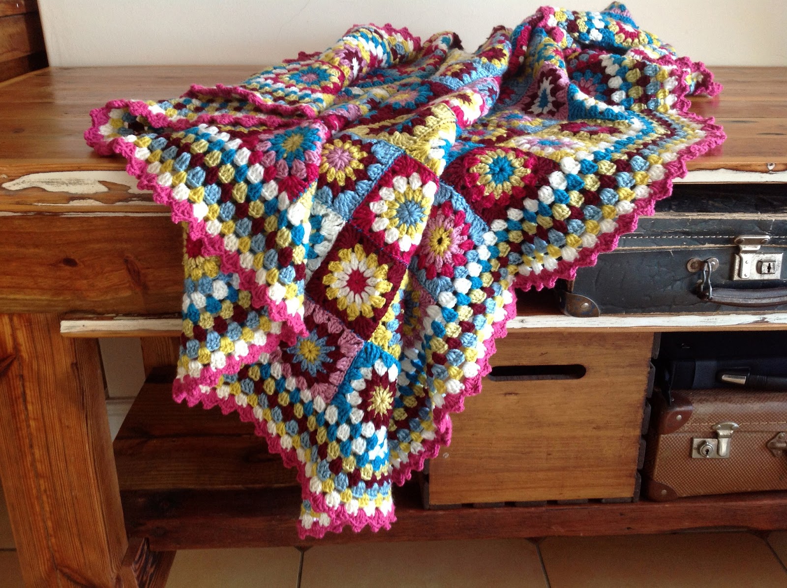 RubyRed Eclectic Granny Square Blanket