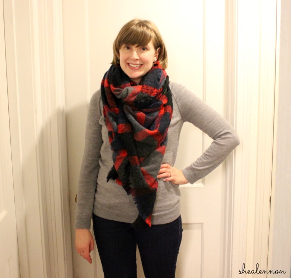 Shea Lennon Plaid Blanket Scarf and Basics