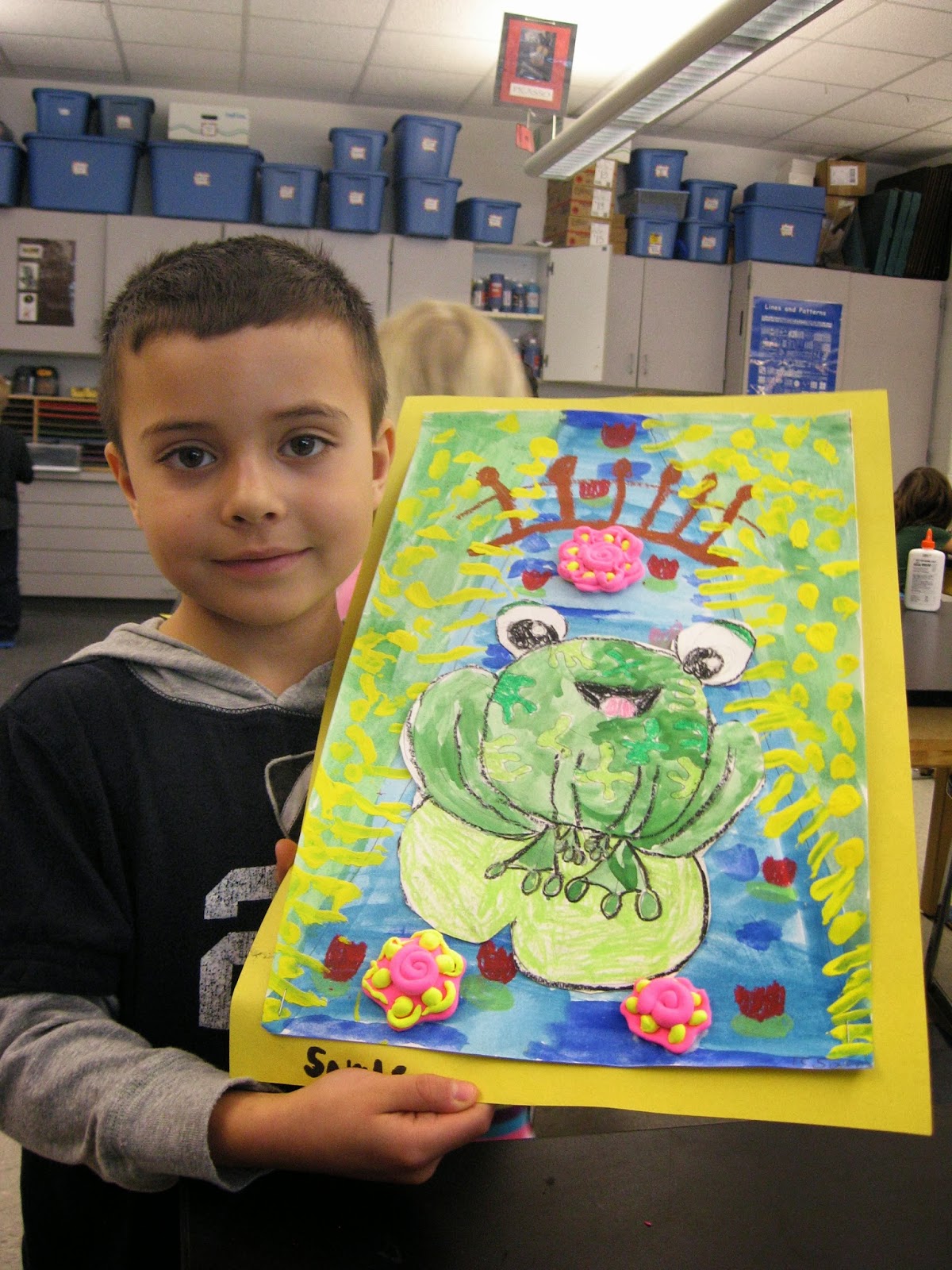 Jamestown Elementary Art Blog: 1st Grade Claude Monet Frogs in Ponds