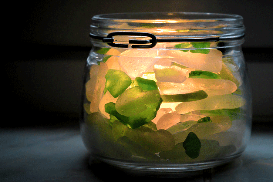 Use beach glass to make a simple yet beautiful candle votive - no glue or tools required! #candle Use beach glass to make a simple yet beautiful candle votive - no glue or tools required! #candle