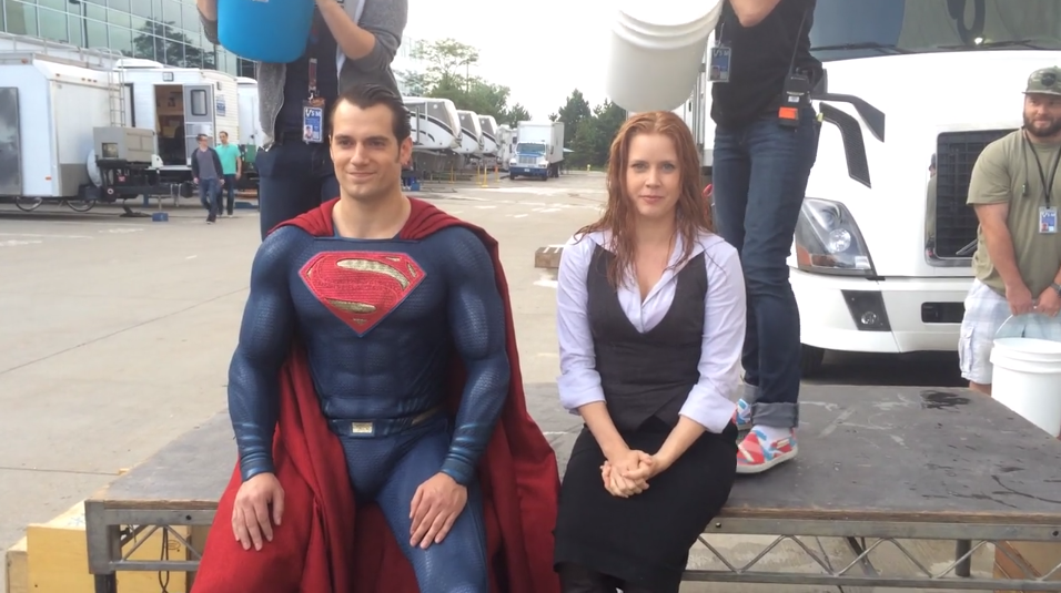 BATMAN V. SUPERMAN: First Look at Actor Henry Cavill On Set in His SUPERMAN  Suit