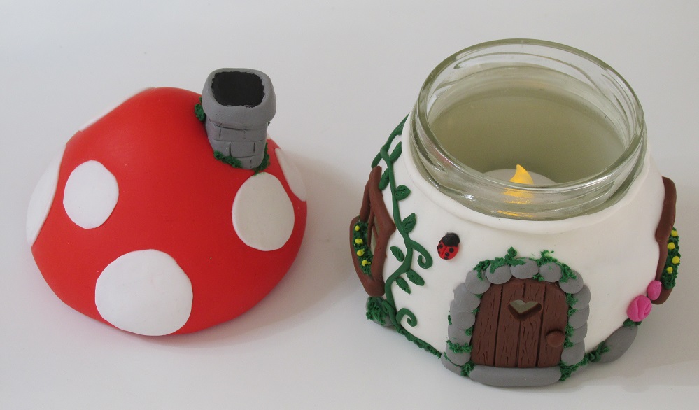 Ideias Personalizadas DIY Porta Velas Casinha de Cogumelo (Smurfs Mushroom House Candle Jar)