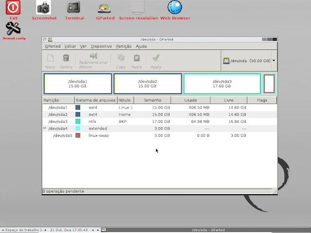 GParted - Partições criadas no HD