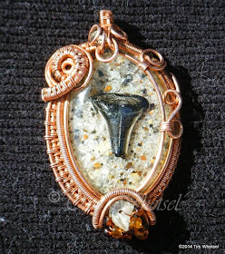 Shark Tooth Cabochon Wrapped in Copper  ©2014 Tim Whetsel