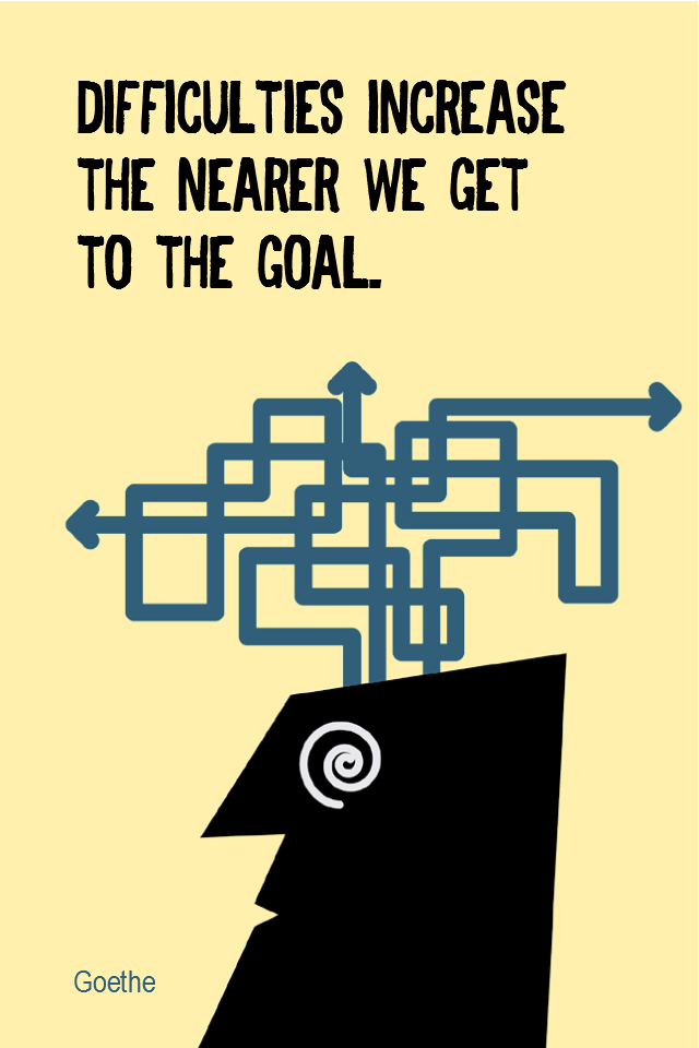visual quote - image quotation for PERSISTENCE - Difficulties increase the nearer we get to the goal. - Goethe