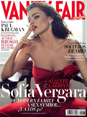 Sofia Vergara strapless red suit Vanity Fair Spain