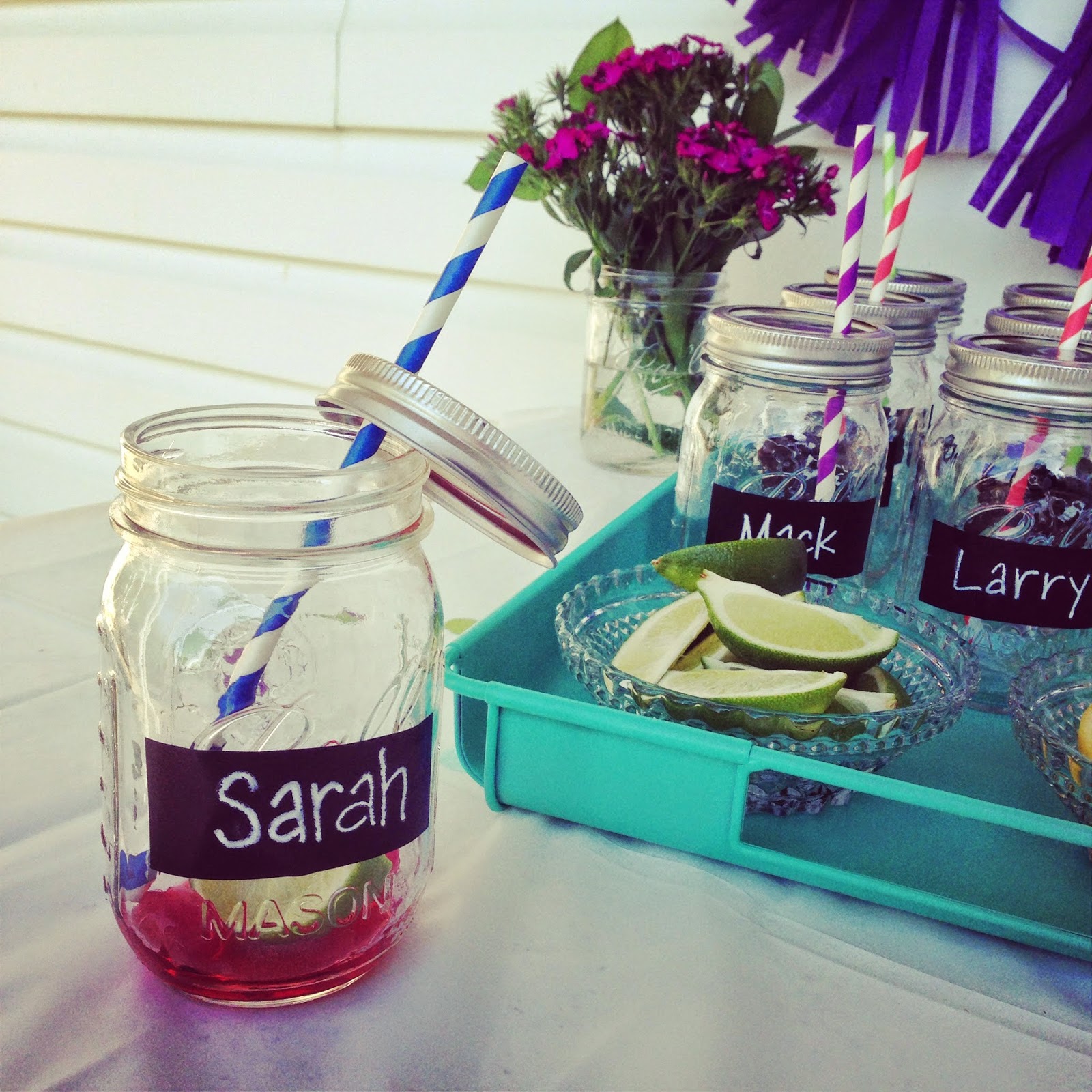 Mason Jars with Straws